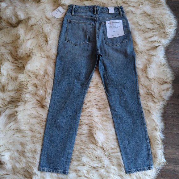 NWOT Good American Good Classic Distressed Straight Leg Jeans in Indigo 046 - Picture 5 of 12